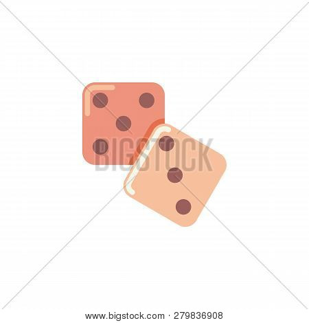 Dice Game Flat Icon, Vector Sign, Colorful Pictogram Isolated On White. Two Dices Symbol, Logo Illus