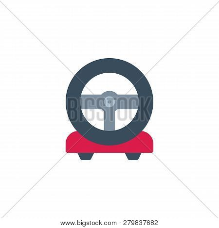 Steering Wheel Game Console Flat Icon, Vector Sign, Colorful Pictogram Isolated On White. Racing Gam