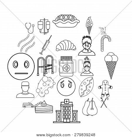 Odontic Doctor Icons Set. Outline Set Of 25 Odontic Doctor Vector Icons For Web Isolated On White Ba
