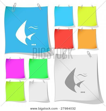 Fish. Vector note papers.