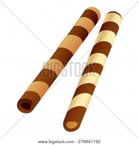 Sweet Cookie Stick Icon. Cartoon Of Sweet Cookie Stick Vector Icon For Web Design Isolated On White 