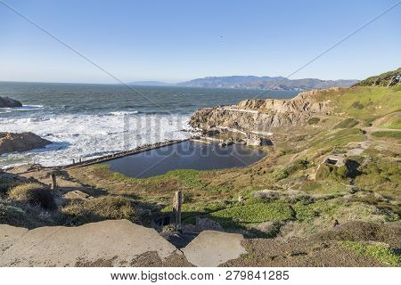 San Francisco, California, Usa.  December 25th 2018.  Remains Of Sutro Baths Along The Sea Front.