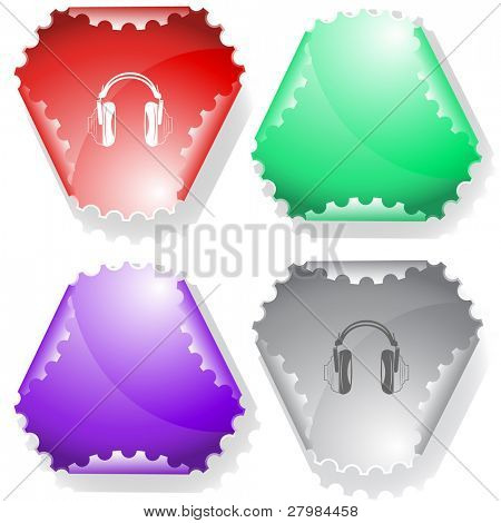 Auriculares. Etiqueta engomada del vector.