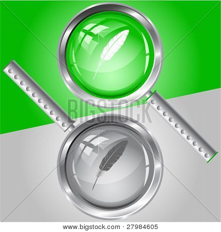 Pluma. Lupa de vector.