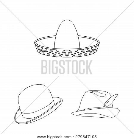 Vector Design Of Hat And Cap Icon. Set Of Hat And Model Vector Icon For Stock.