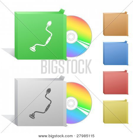 Trapano a mano. Scatola con compact disc.