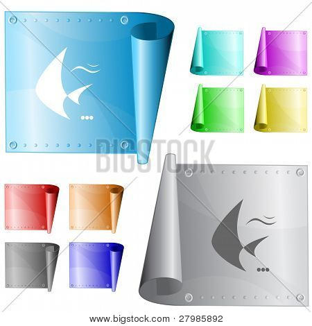 Fish. Vector metal surface.
