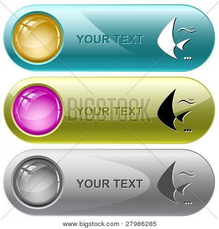Fish. Vector internet buttons.