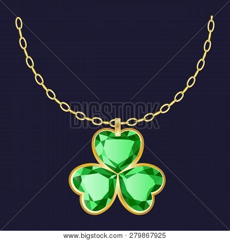 Trefoil Pendant Necklace Icon. Realistic Illustration Of Trefoil Pendant Necklace Vector Icon For We