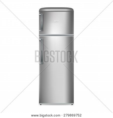 Modern Fridge Icon. Realistic Illustration Of Modern Fridge Vector Icon For Web Design Isolated On W