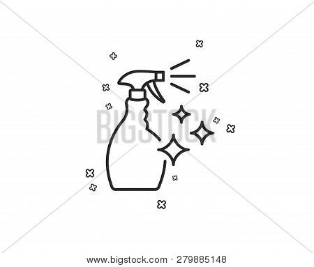 Cleaning Spray Line Icon. Washing Liquid Or Cleanser Symbol. Housekeeping Equipment Sign. Geometric 
