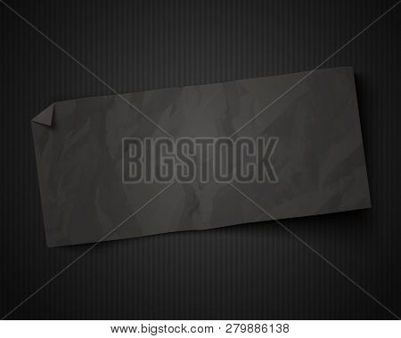 Vector Vintage Black Paper On Vintage Black Background. Black Paper Ad On Old Black Paper Background