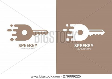 Vector Fast Key Logo Combination. Speed Symbol Or Icon. Unique House And Quick Logotype Design Templ
