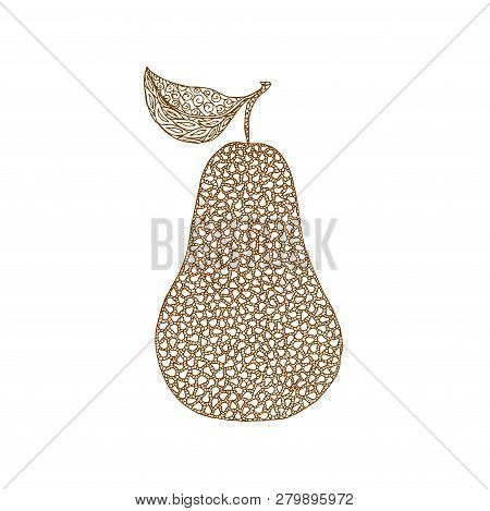 Hand Drawn Isolated Pear In Zentangle Style