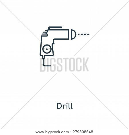 Drill Icon In Trendy Design Style. Drill Icon Isolated On White Background. Drill Vector Icon Simple