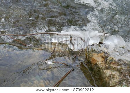 Abstract Detail Of The Winter Creek In Januar