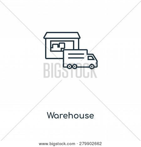 Warehouse Icon In Trendy Design Style. Warehouse Icon Isolated On White Background. Warehouse Vector
