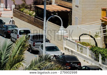 Almunecar, Spain - June 8, 2018 View Of The Tourist Town Of Almunecar On The Costa Tropical In Spain