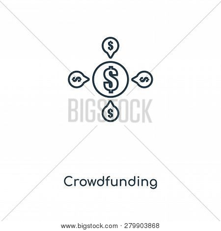 Crowdfunding Icon In Trendy Design Style. Crowdfunding Icon Isolated On White Background. Crowdfundi