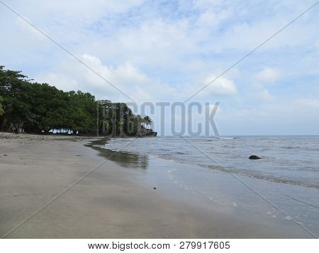 Anyer, Indonesia - June 26, 2018: Background Of Seascape At Sambolo Beach Anyer.