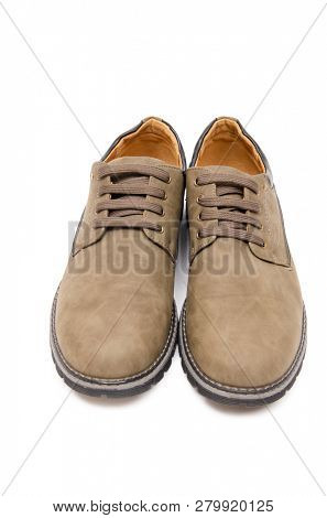 Brown suade shoes isolated on white background