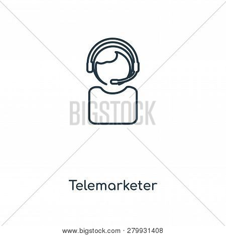 Telemarketer Icon In Trendy Design Style. Telemarketer Icon Isolated On White Background. Telemarket