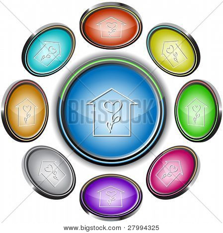 Magasin de fleurs. Boutons de vecteur d'internet. 8 différentes projections.