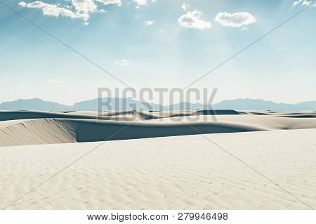 Desert Sand Dune Landscape Of White Sands National Monument In New Mexico, Usa