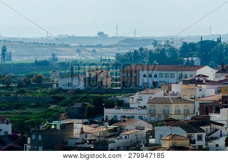 Antas, Spain - January 18, 2019 Top View Of The Roofs Of Buildings In A Small Town In Andalusia, Typ