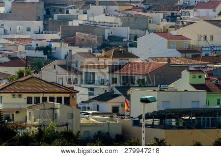 Antas, Spain - January 18, 2019 Top View Of The Roofs Of Buildings In A Small Town In Andalusia, Typ