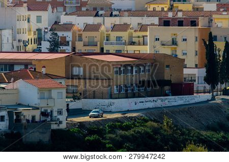 Antas, Spain - January 18, 2019 Top View Of The Roofs Of Buildings In A Small Town In Andalusia, Typ
