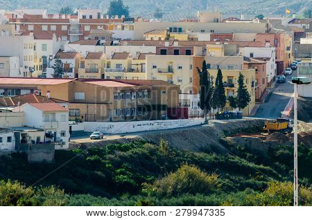 Antas, Spain - January 18, 2019 Top View Of The Roofs Of Buildings In A Small Town In Andalusia, Typ