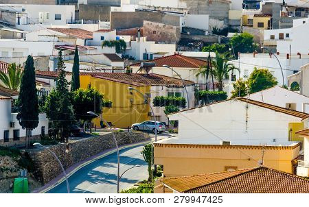 Antas, Spain - January 18, 2019 Top View Of The Roofs Of Buildings In A Small Town In Andalusia, Typ