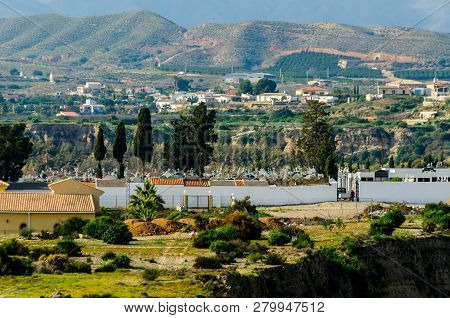 Antas, Spain - January 18, 2019 Top View Of The Roofs Of Buildings In A Small Town In Andalusia, Typ