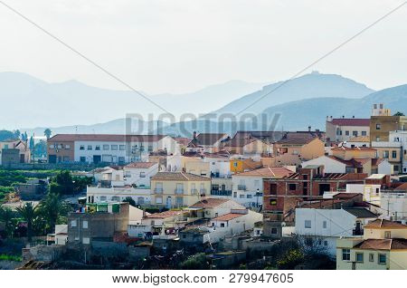 Antas, Spain - January 18, 2019 Top View Of The Roofs Of Buildings In A Small Town In Andalusia, Typ