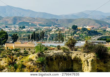Antas, Spain - January 18, 2019 Top View Of The Roofs Of Buildings In A Small Town In Andalusia, Typ