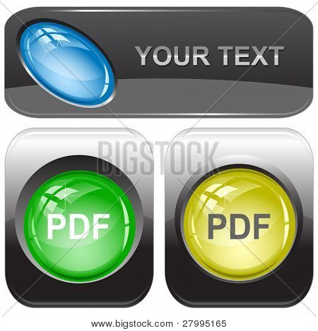 Pulsanti internet PDF. Vector.