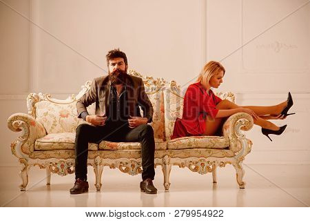Break Up Concept. Break Up Couple Has Bad Relations. Family Couple Just Break Up. Break Up Of Man An