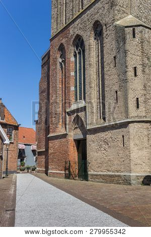 Cobblestoned Street At The Stephanus Church In Hasselt, Netherlands
