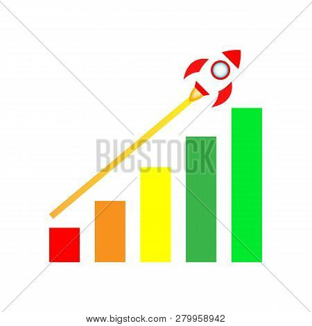 Wonderful Rocket Design And Growth Graphics On A White Background
