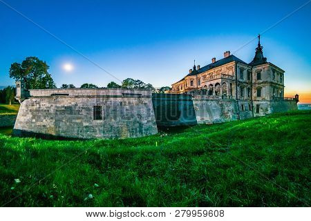 Pidhirtsi, Ukraine - July, 2017: Medieval Pidhirtsi Castle On Sunset, Pidhirtsi Village, Lviv Region