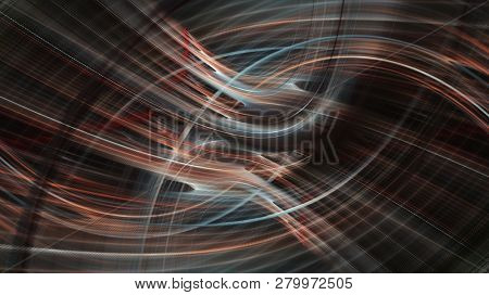 Abstract multicolor background element on black. Fractal graphics. ?omposition of glowing lines and mption blur traces. Movement and innovation concept.