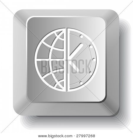 Globe et horloge. Clé de vecteur de l'ordinateur.