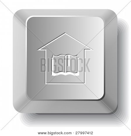 Biblioteca. Llave de computadora de vector.