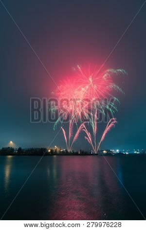 New Year Eve Fireworks At Gothenburg Operan Sweden
