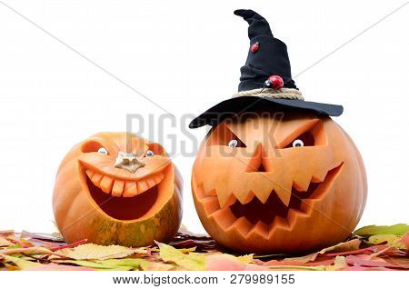 Jack's Head Of A Lantern Carved From Pumpkin For Halloween