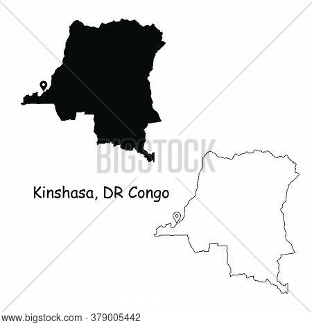 Kinshasa Democratic Republic Of The Congo. Detailed Country Map With Location Pin On Capital City. B