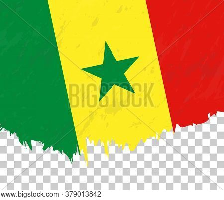 Grunge-style Flag Of Senegal On A Transparent Background. Vector Textured Flag Of Senegal For Vertic