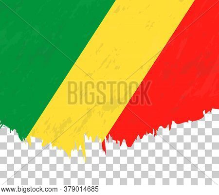 Grunge-style Flag Of Congo On A Transparent Background. Vector Textured Flag Of Congo For Vertical D