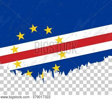 Grunge-style Flag Of Cape Verde On A Transparent Background. Vector Textured Flag Of Cape Verde For 